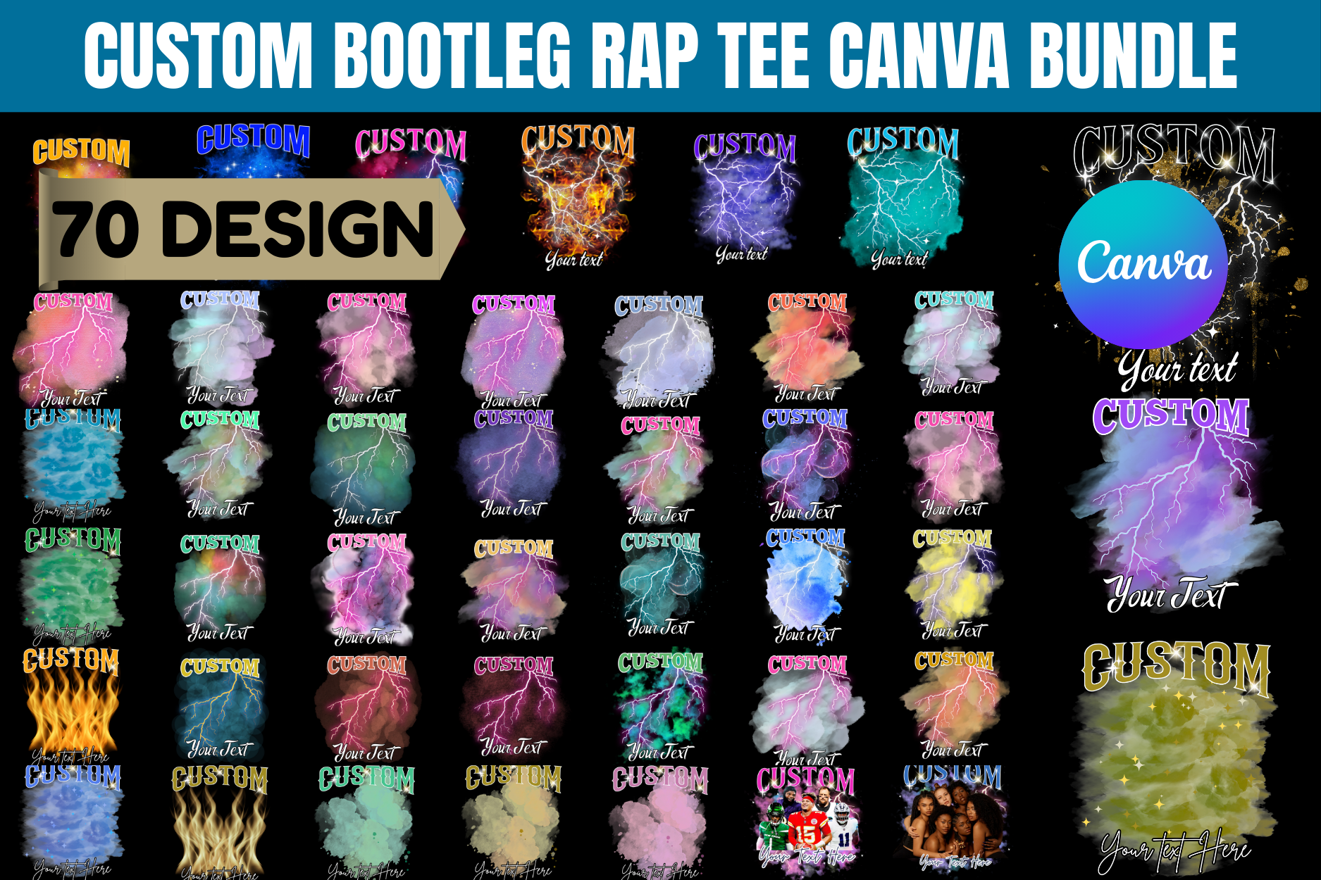 Custom Bootleg Rap Tee Canva Template