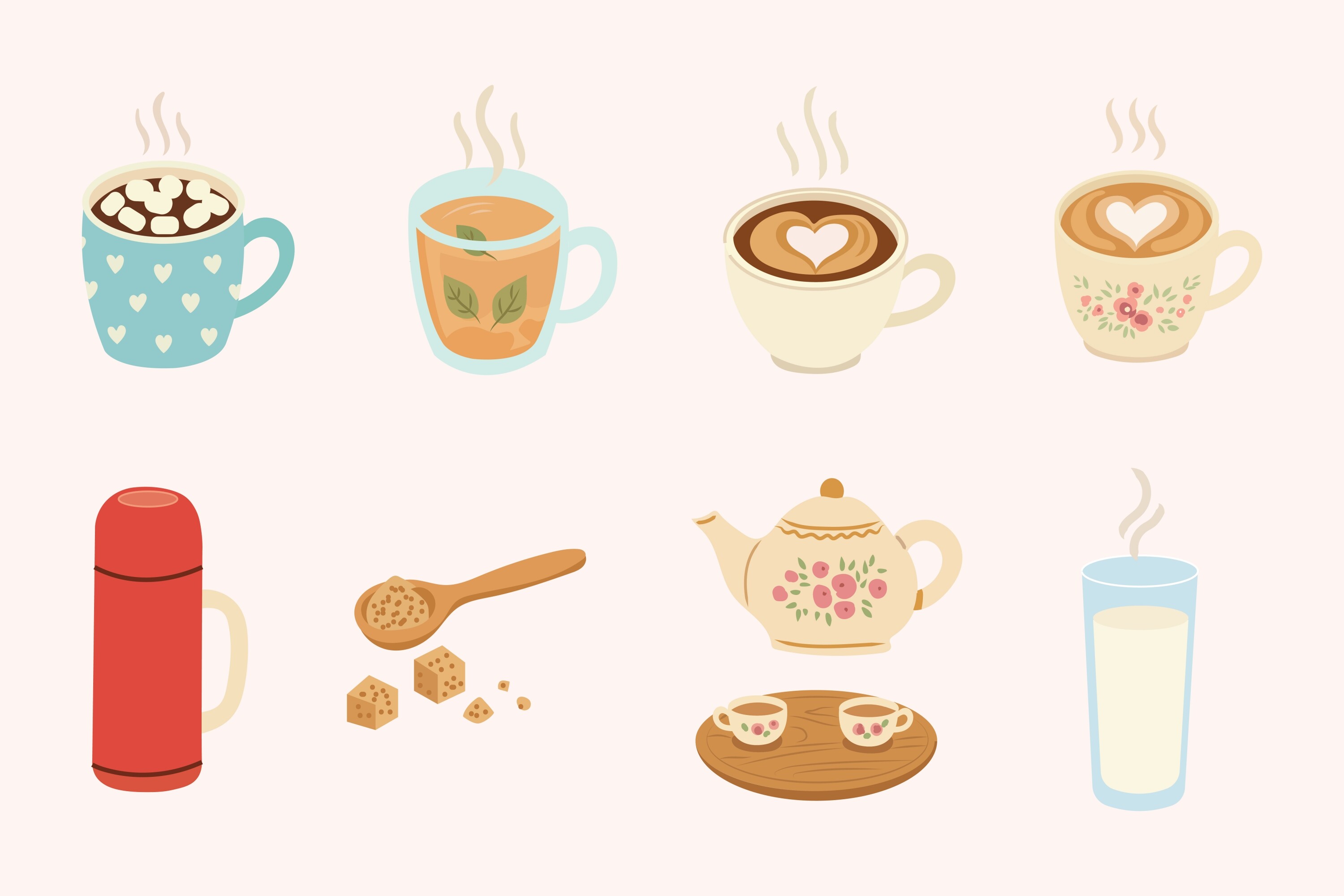 Cute Cozy Morning Breakfast Elements