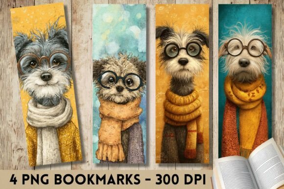 Funny Terrier Glasses Scarf Dog Bookmark