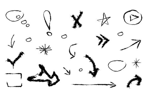 Hand-Drawn Sketchy Annotation Symbols