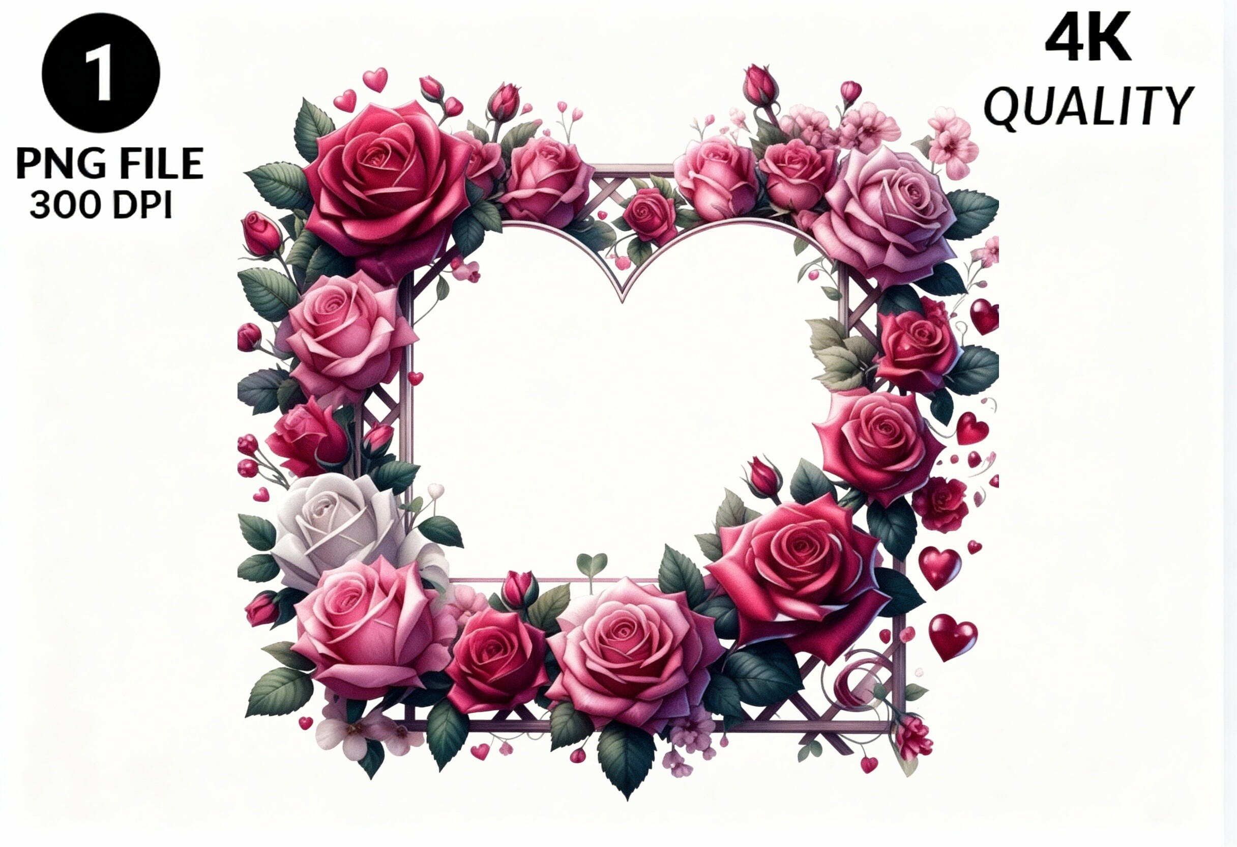 Heart Rose Wreath PNG Clipart