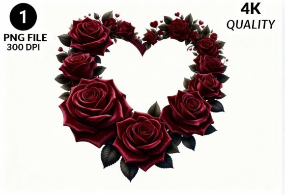 Heart Shaped Red Roses Clipart PNG