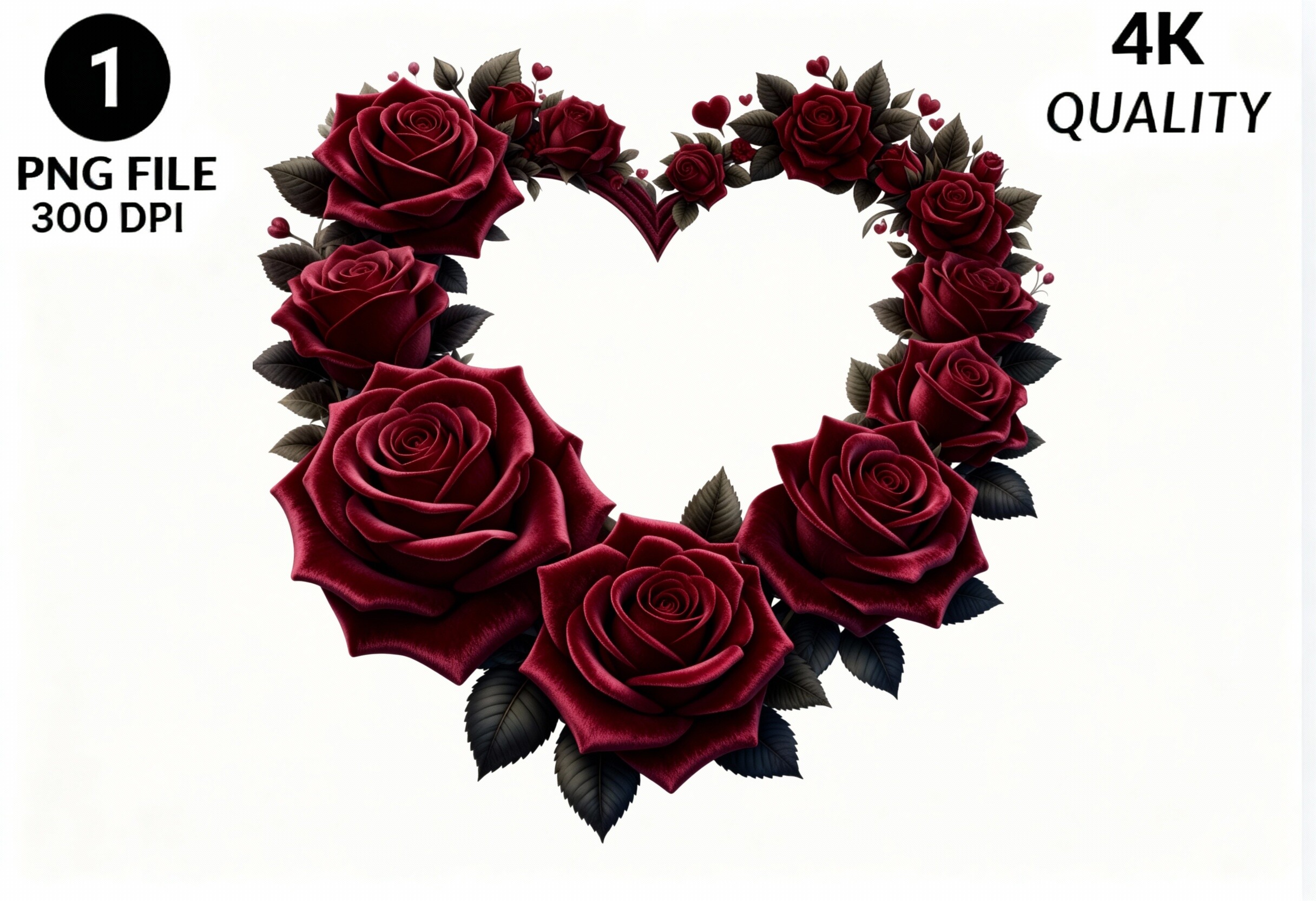 Heart Shaped Red Roses Clipart PNG