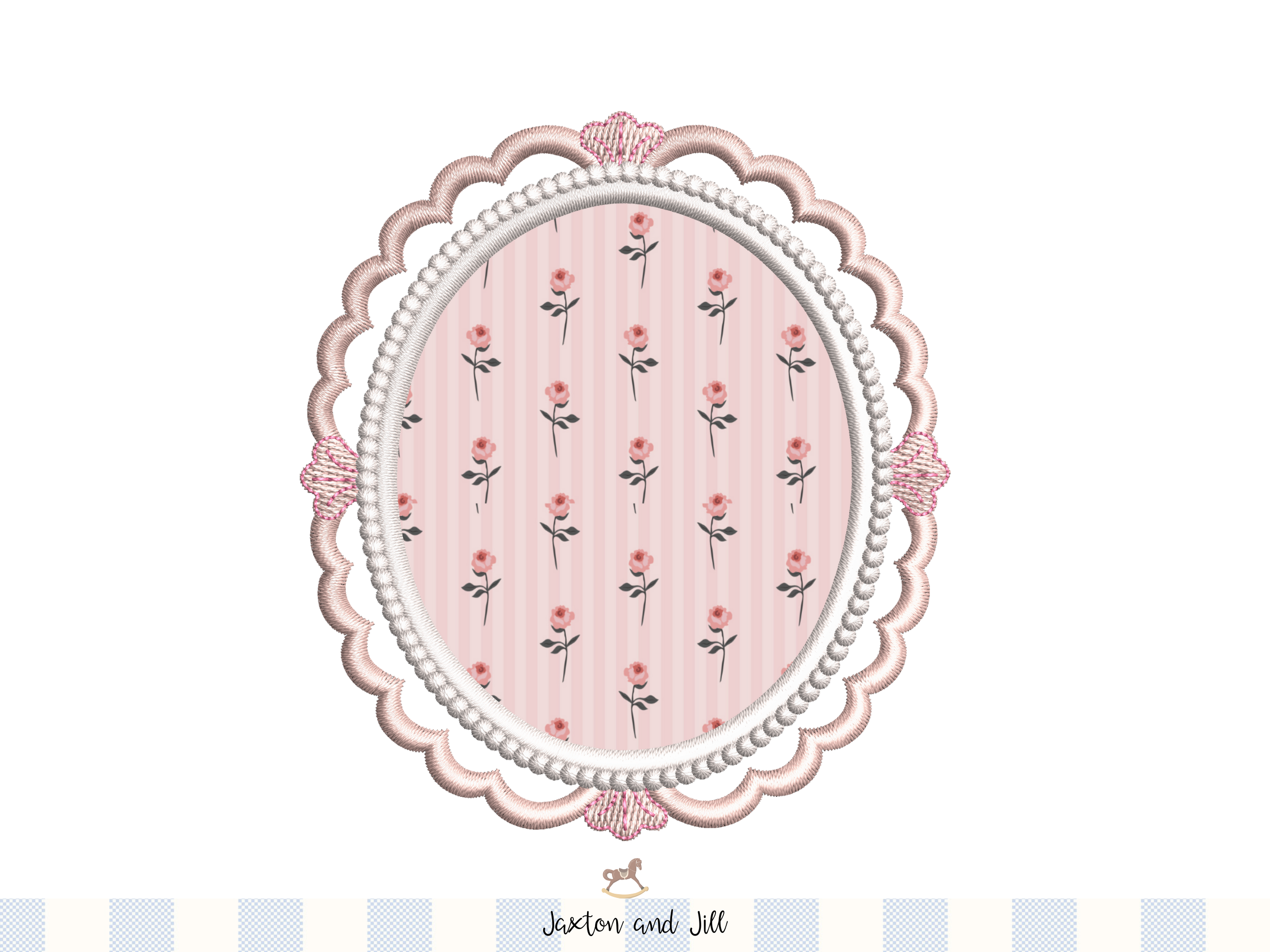 Oval Applique Embroidery Frame Design
