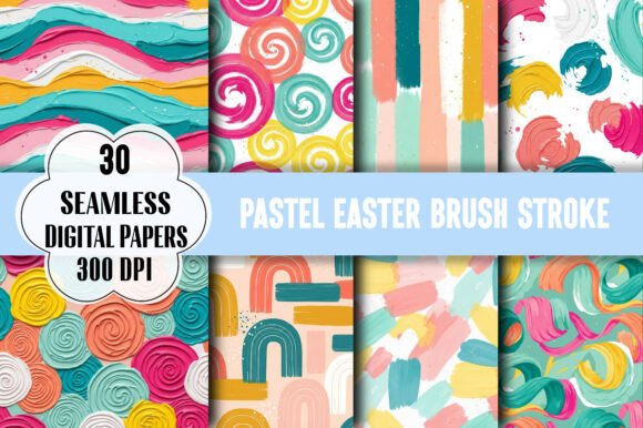 Pastel Easter Brush Stroke Pattern Graphics