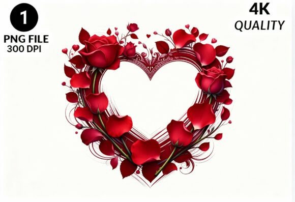 Red Rose Heart Frame PNG Clipart
