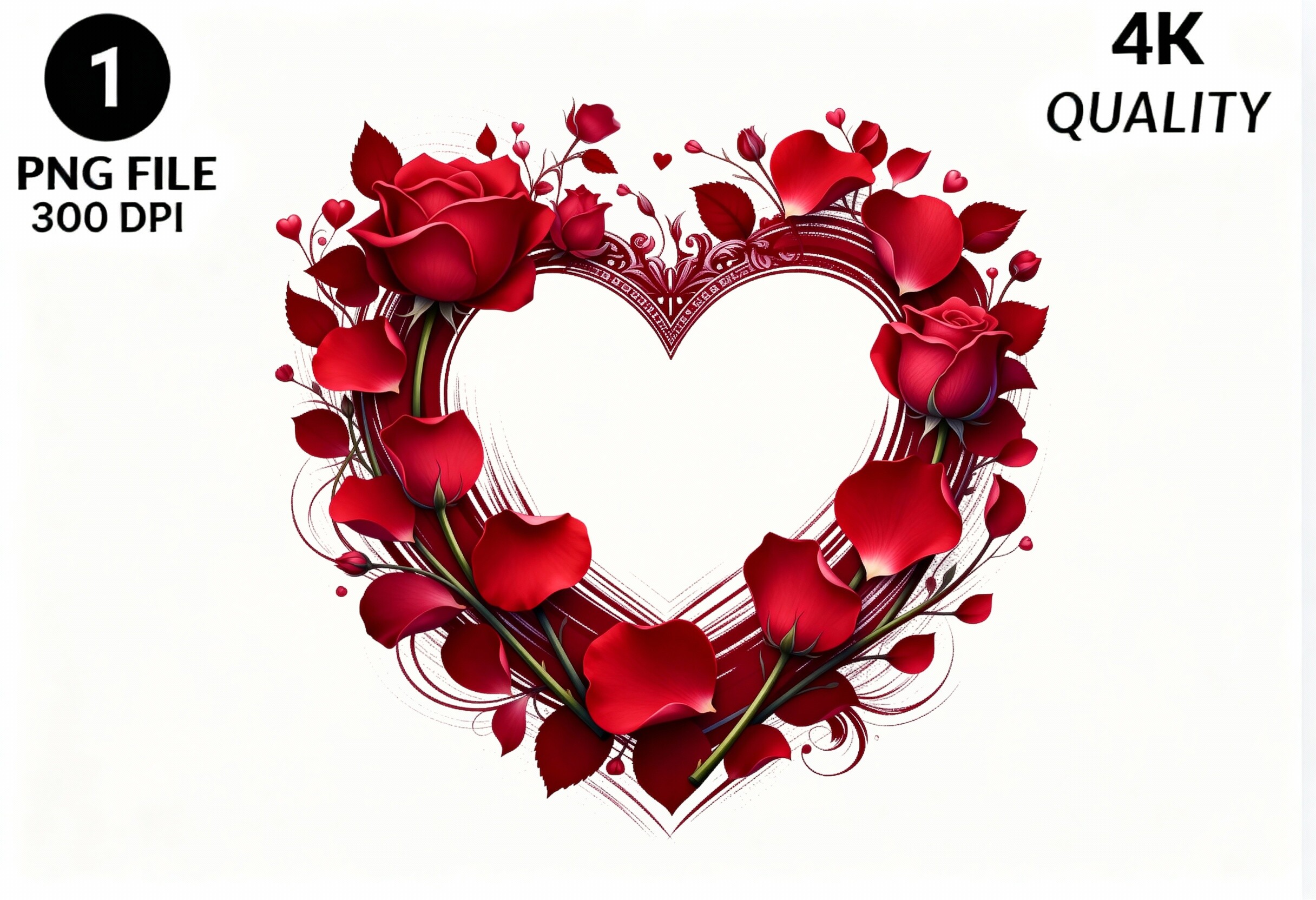 Red Rose Heart Frame PNG Clipart