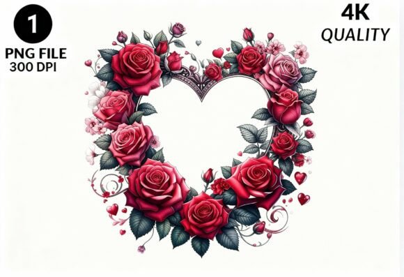 Red Rose Heart Wreath PNG Clipart