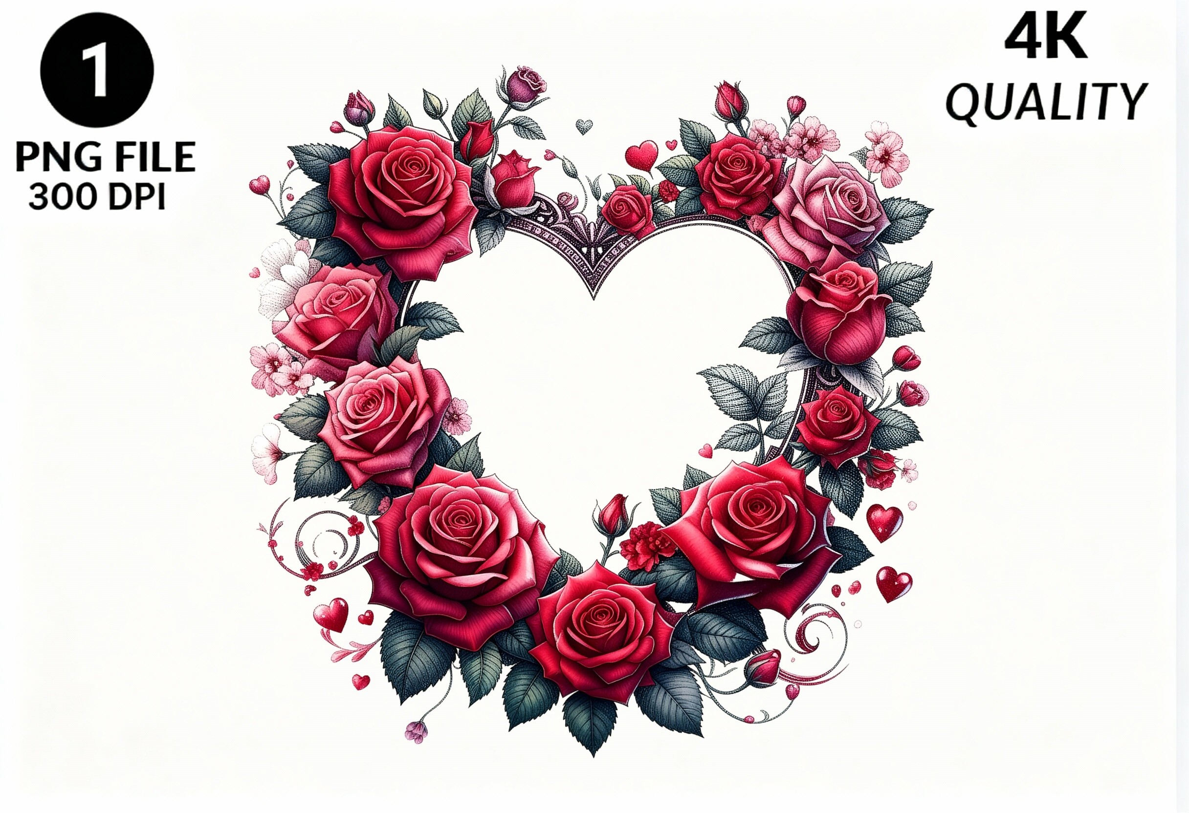 Red Rose Heart Wreath PNG Clipart