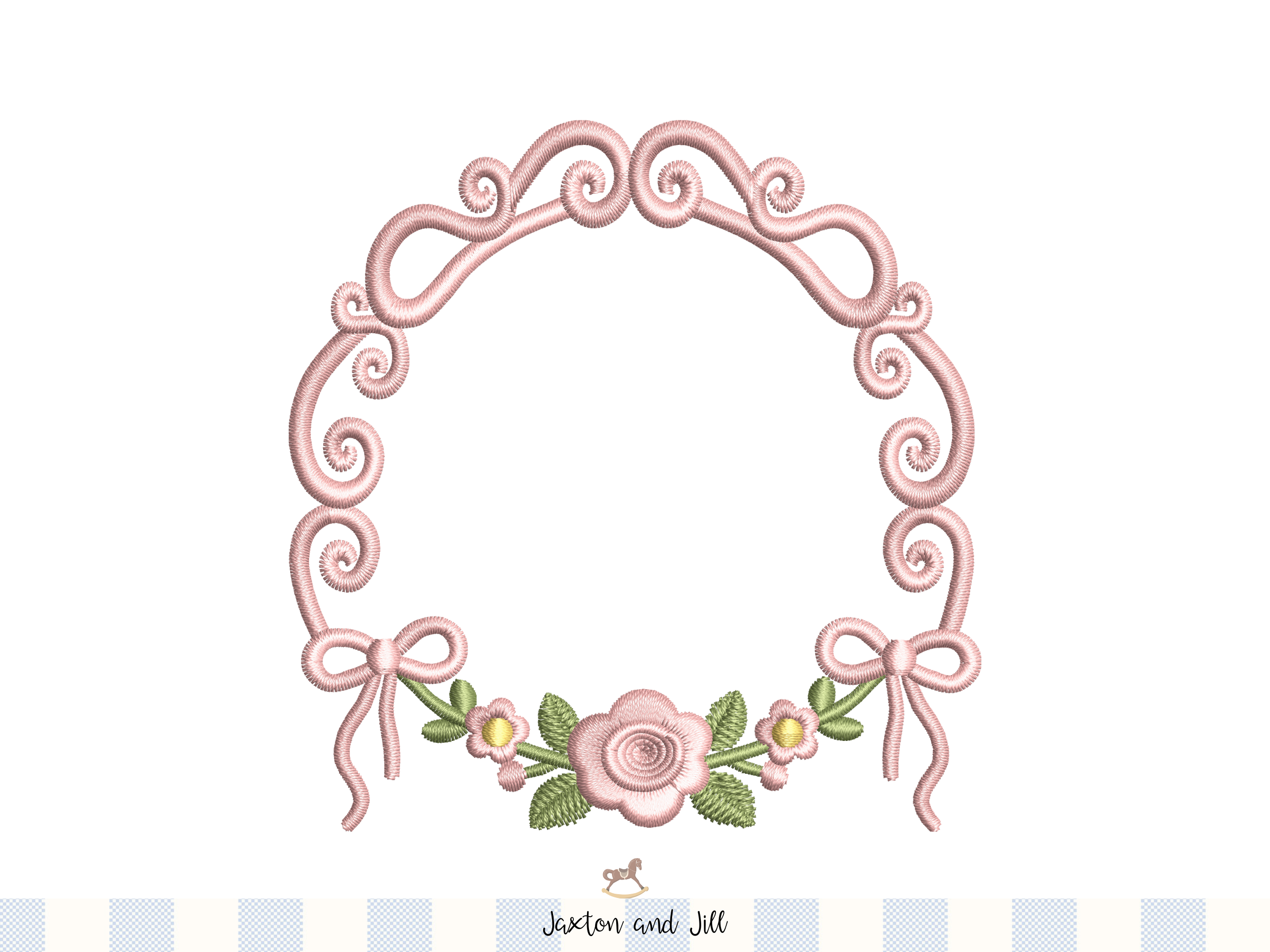 Rose Embroidery Frame Design Monogram