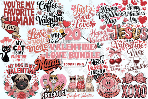 Preview of Valentine Love PNG Bundle Valentine sublimation design