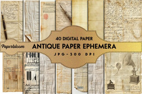40+ Antique Paper Ephemera Pack