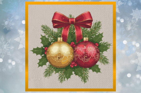 Christmas Holly Bow with Red & Gold Orna