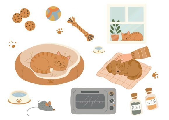 Cozy Winter Indoor Baking Scene with Pet