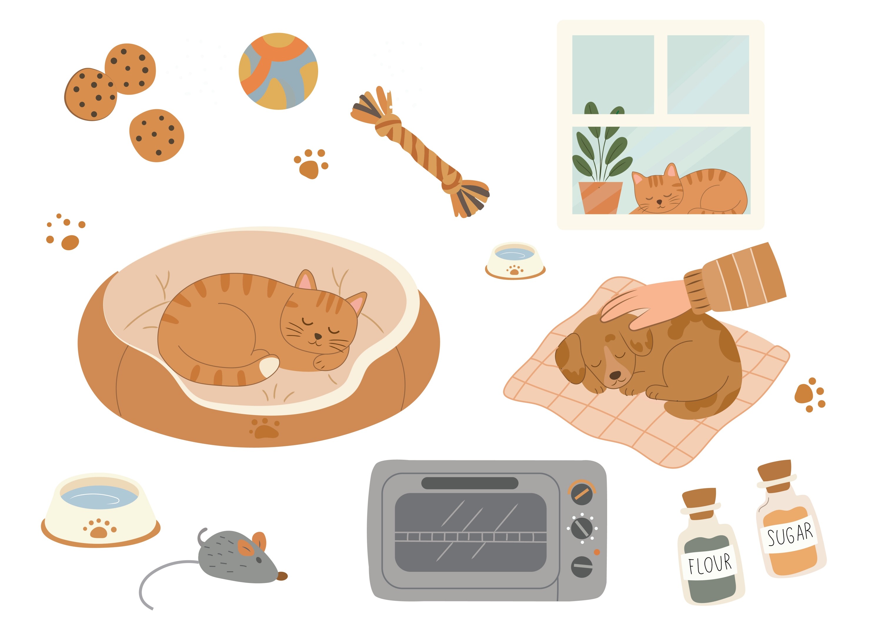 Cozy Winter Indoor Baking Scene with Pet