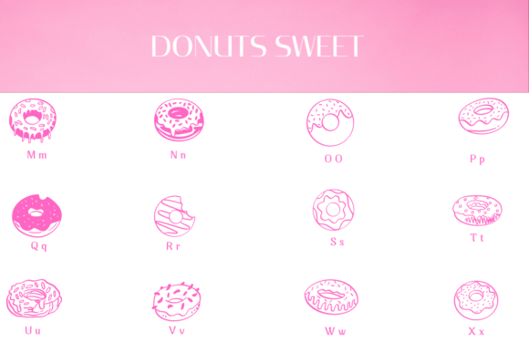 Donuts Sweet Font PNG with transparent background - Preview 2