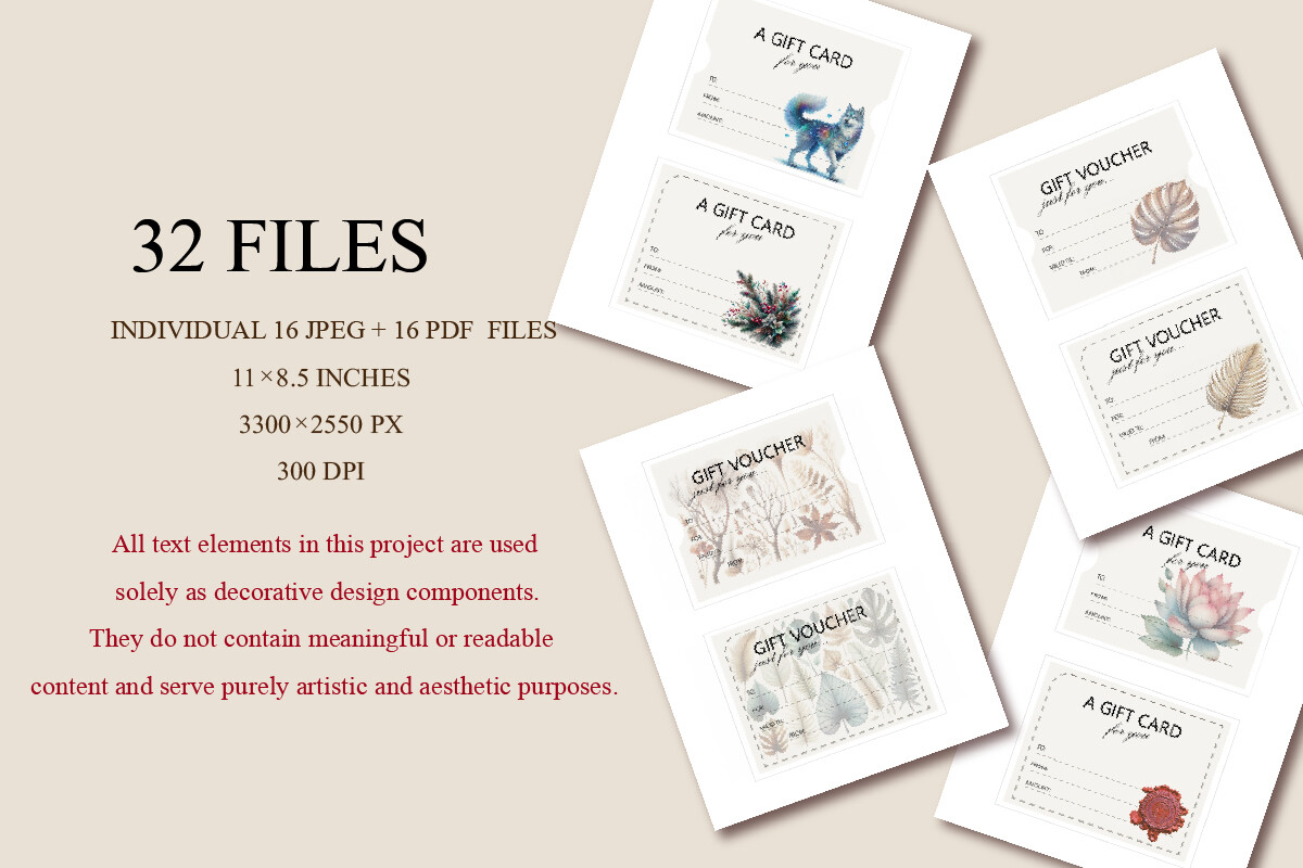 Elegant Printable Gift Cards Collection