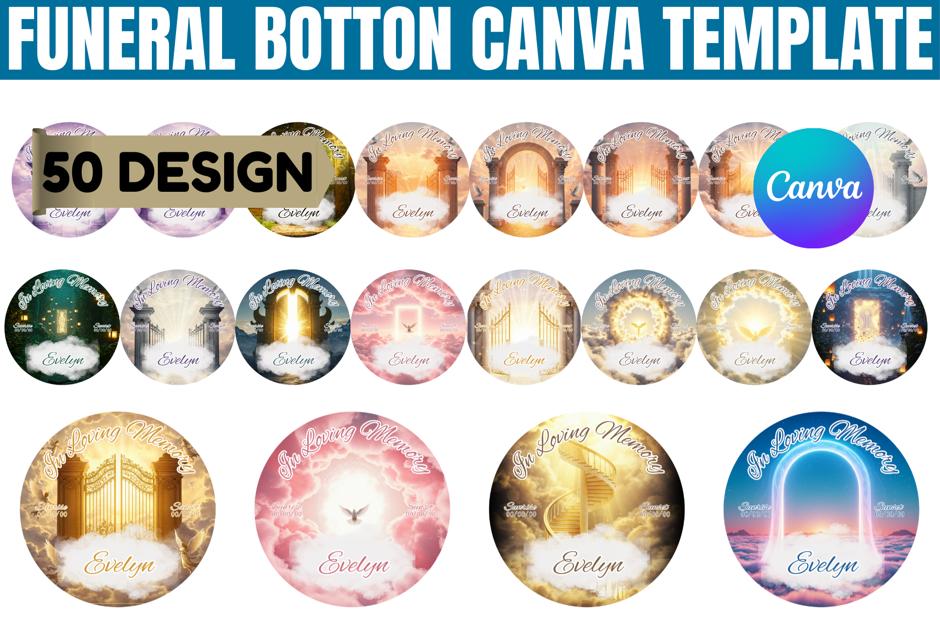 Funeral Button Canva Template