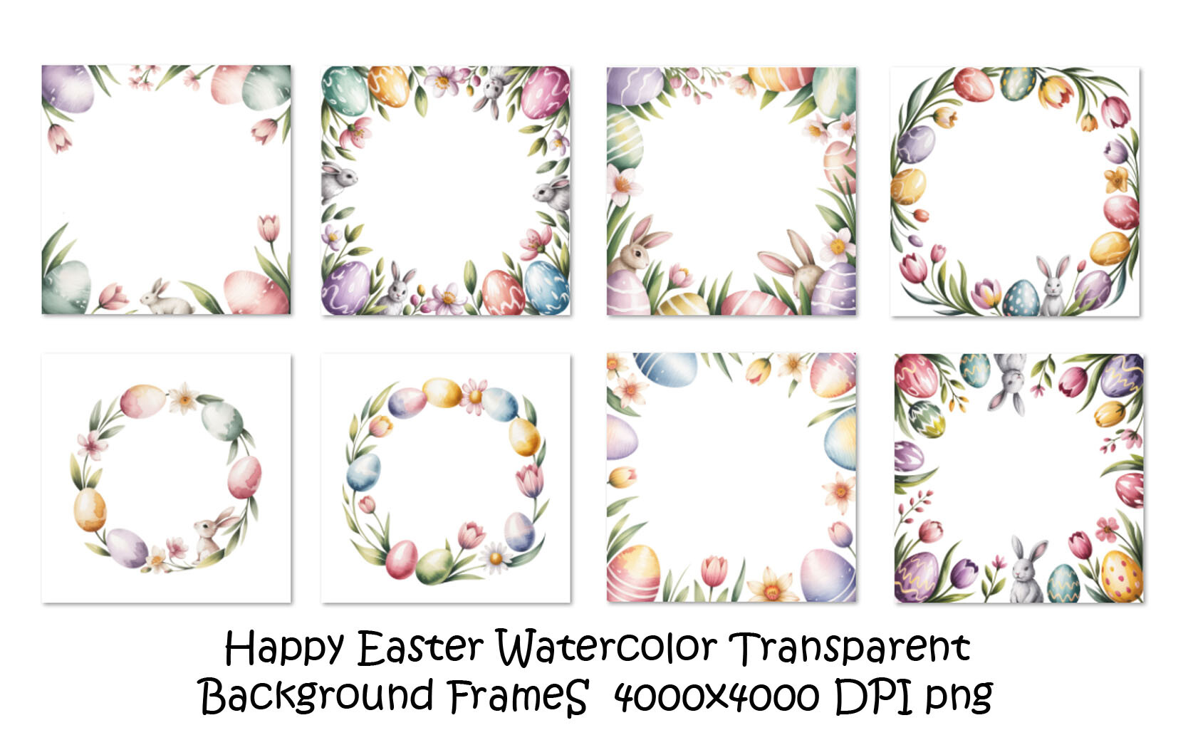 Happy Easter Watercolor Frames