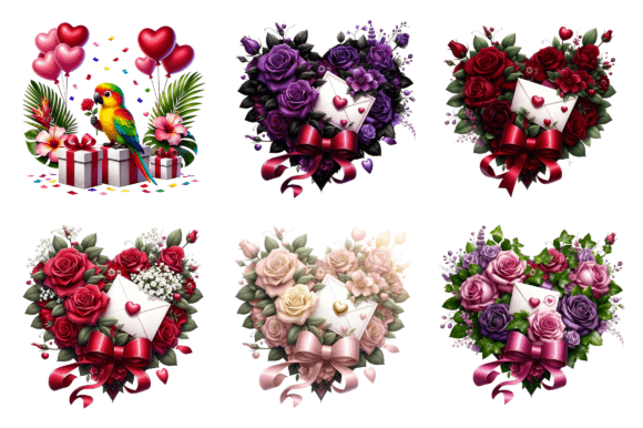 Heart Flower Bouquets and Parrot