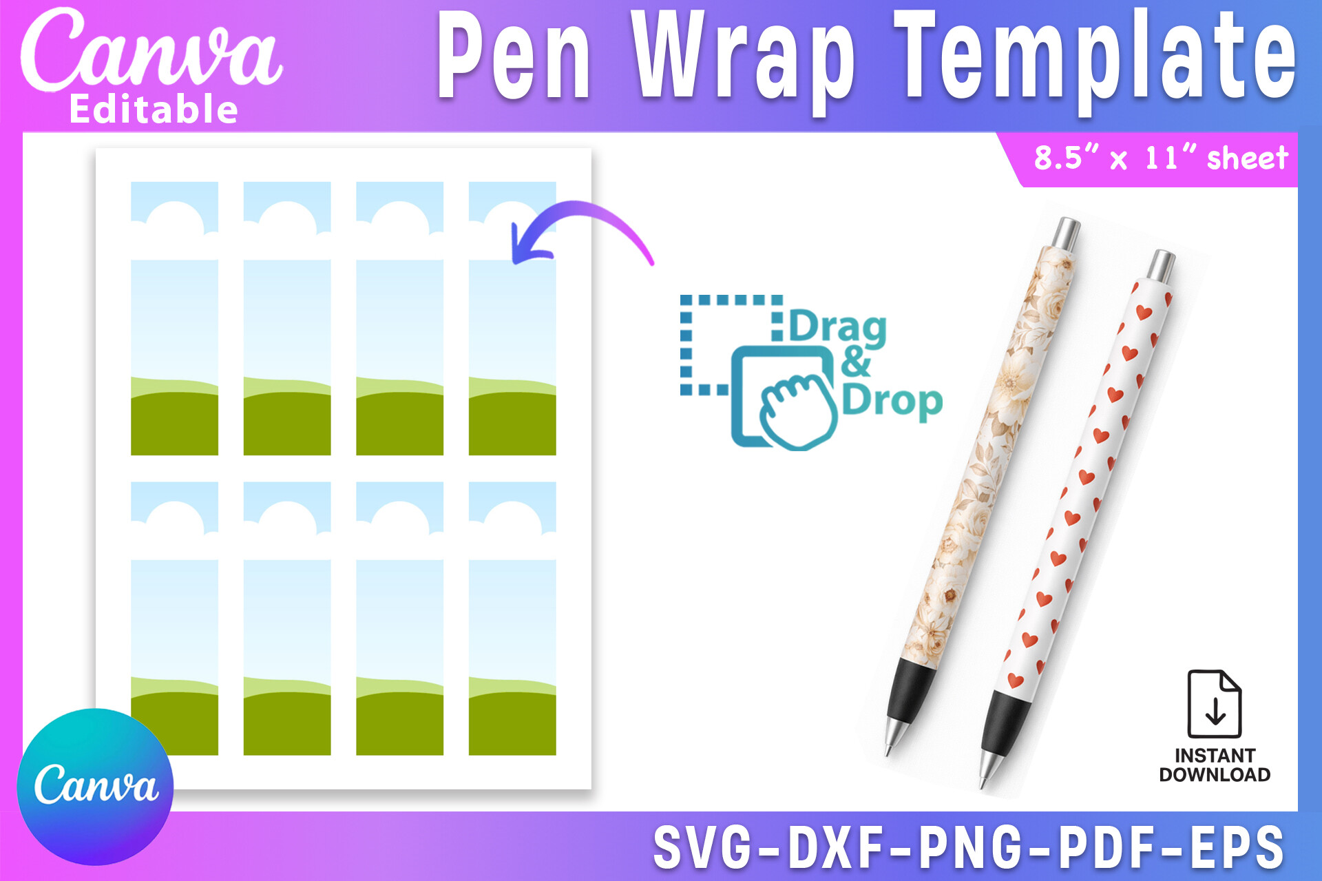 Pen Wrap Sublimation Template Epoxy Pen