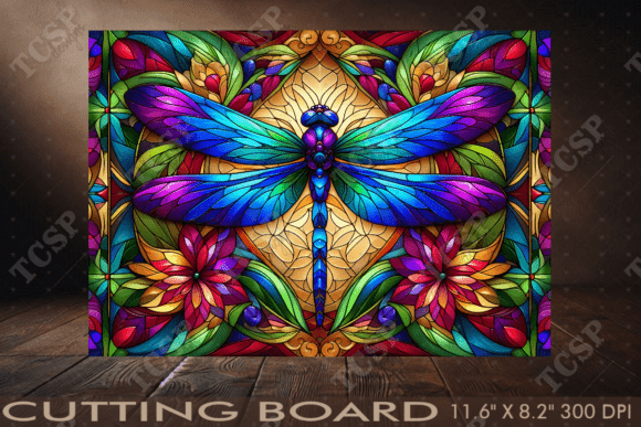 Stained Glass Dragonfly Cutting Board