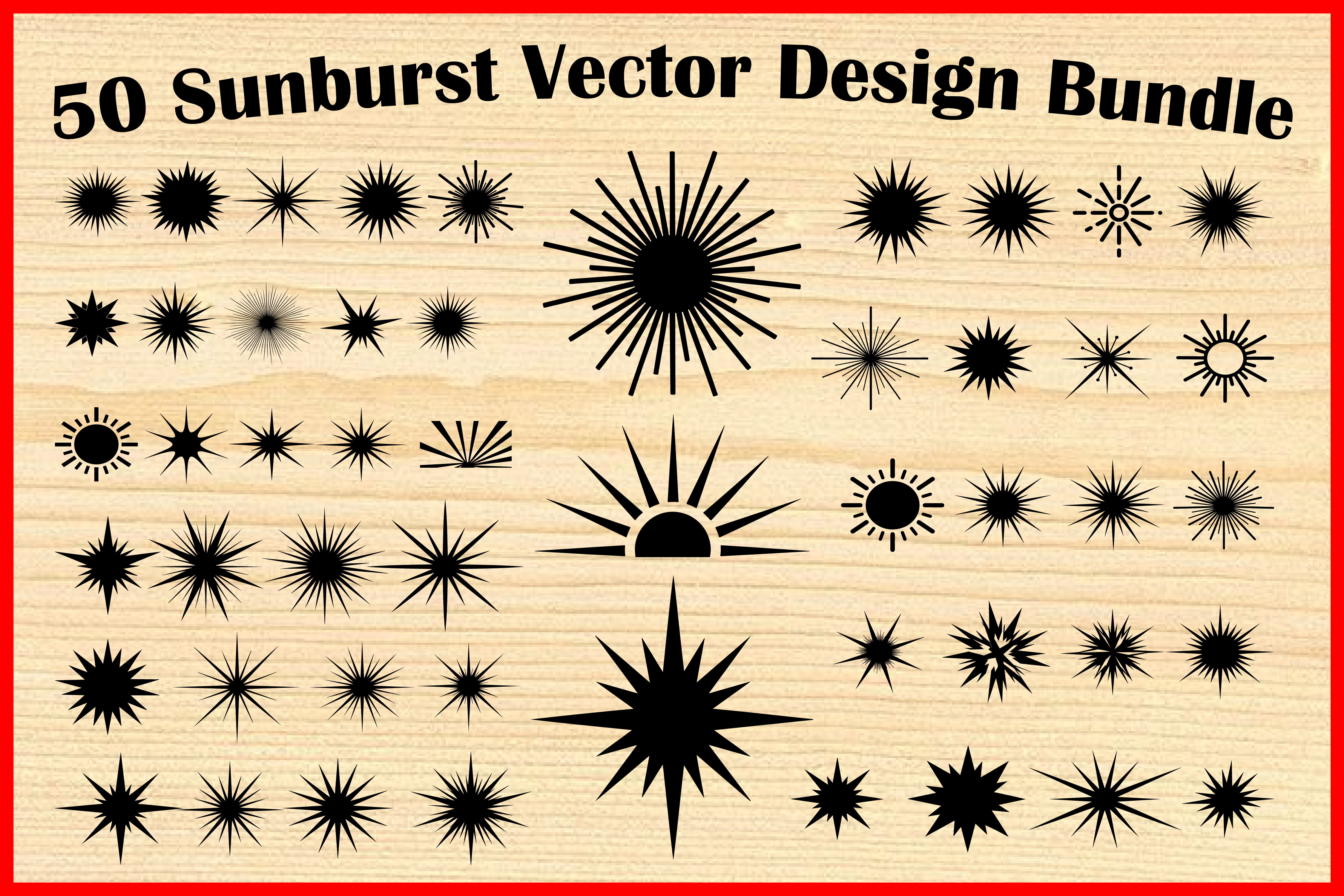 Sunburst Starburst SVG Vector Shapes Set