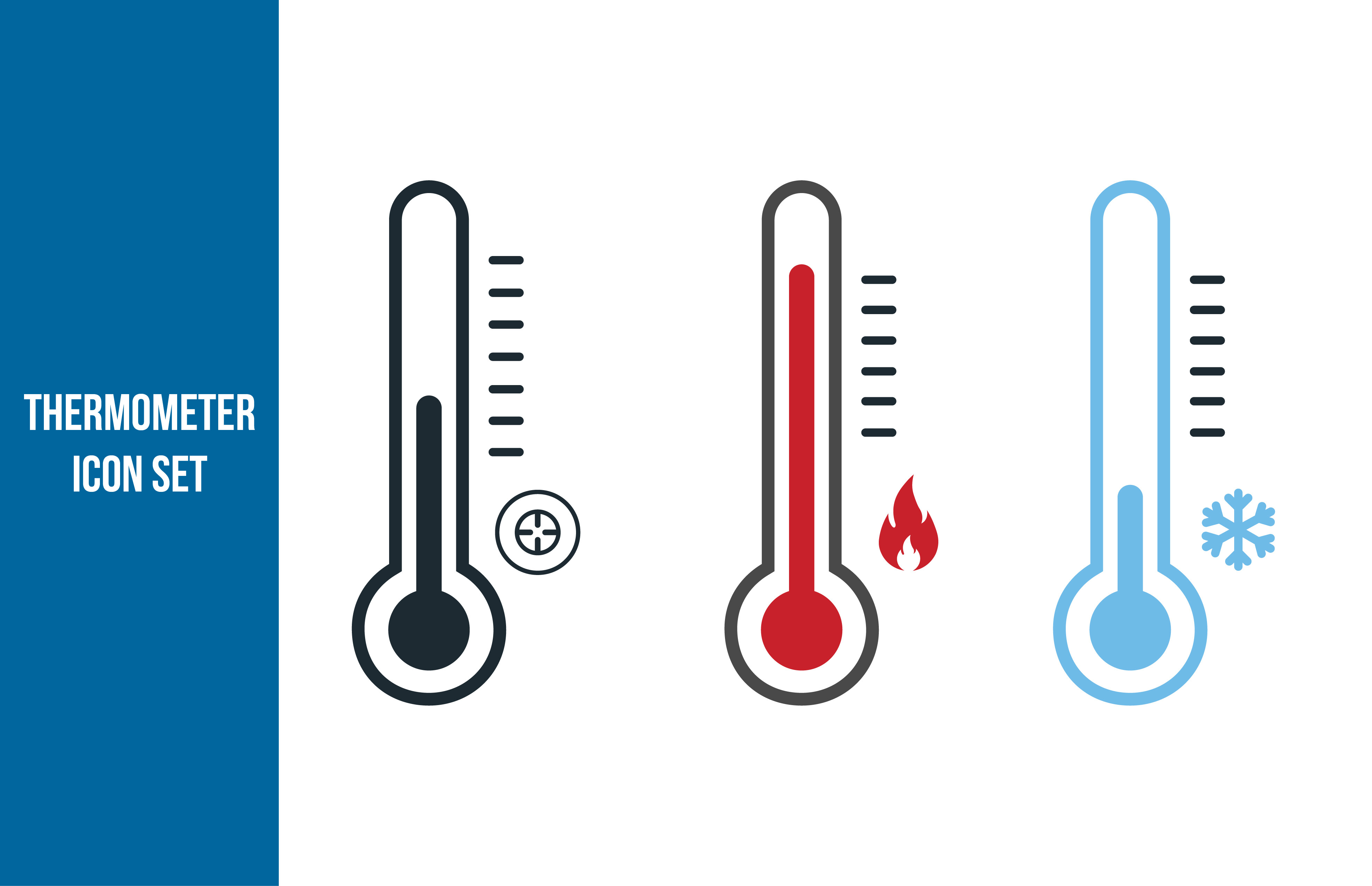 Thermometer Icon Set Hot & Cold