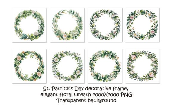 Watercolor Wreath with Green Flowers