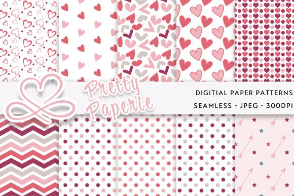 10 Valentines Digital Paper Backgrounds