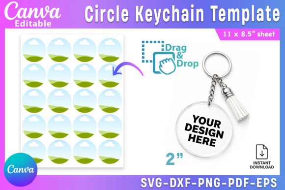 Circle Keychain Template, 2" Circle Keyc