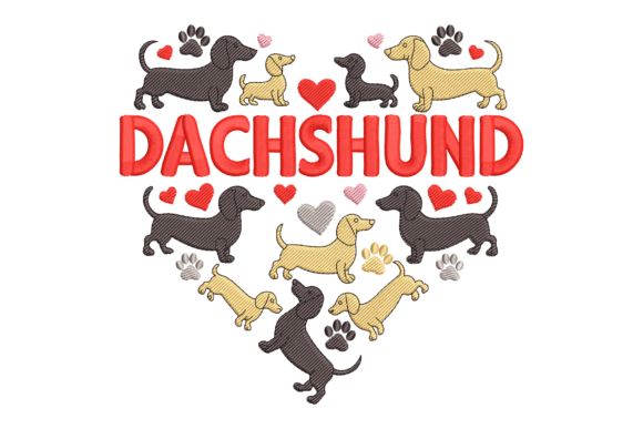 Dachshund Love Chiens Design de Broderie Par Embroidery Haven101