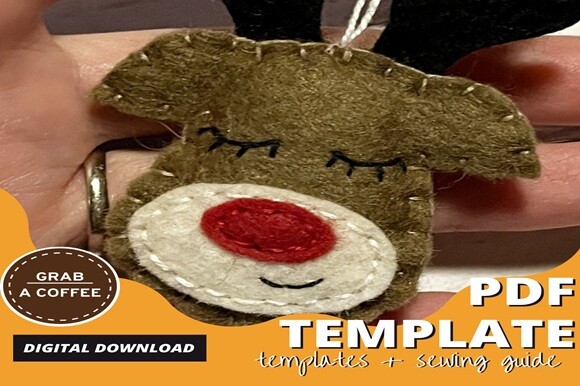 Felt Reindeer Ornament PDF Template How