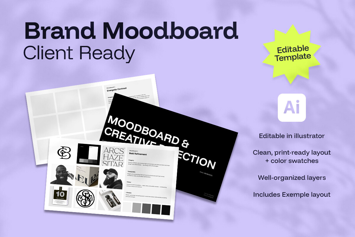 Moodboard and Creative Direction Template with Editable Layouts