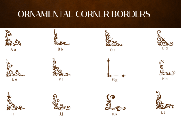 Ornamental Corner Borders Font PNG with transparent background - Preview 1