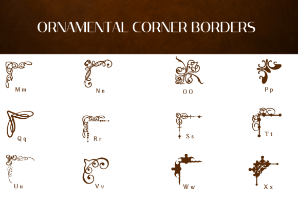 Ornamental Corner Borders Font PNG with transparent background - Preview 2