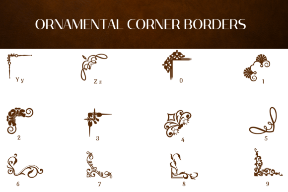 Ornamental Corner Borders Font PNG with transparent background - Preview 3