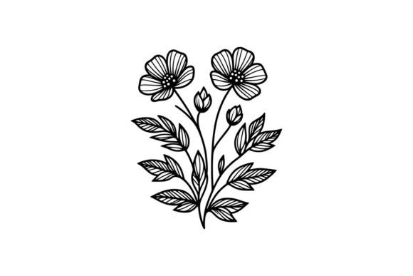 Simple Flower Line Art Design