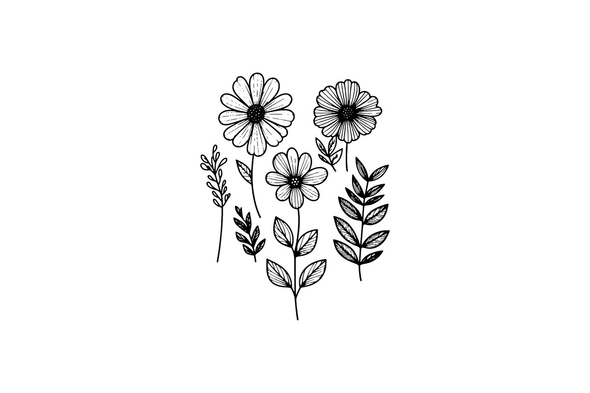Simple Flower Line Art Design