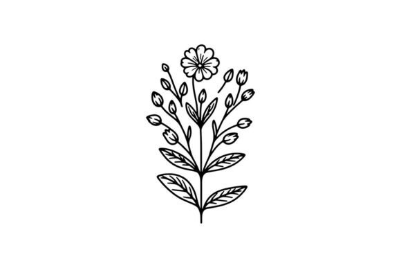 Simple Flower Line Art Design