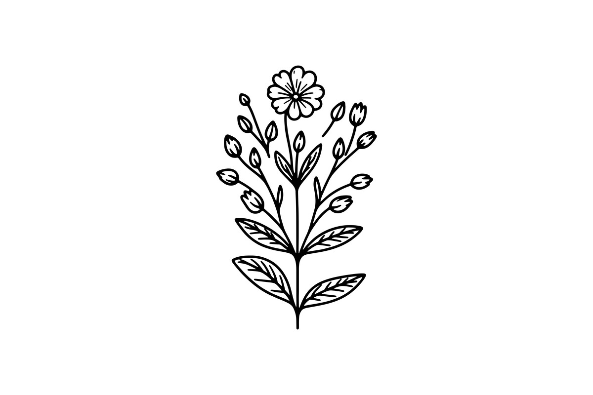 Simple Flower Line Art Design
