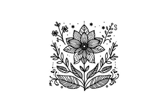 Simple Flower Line Art Design