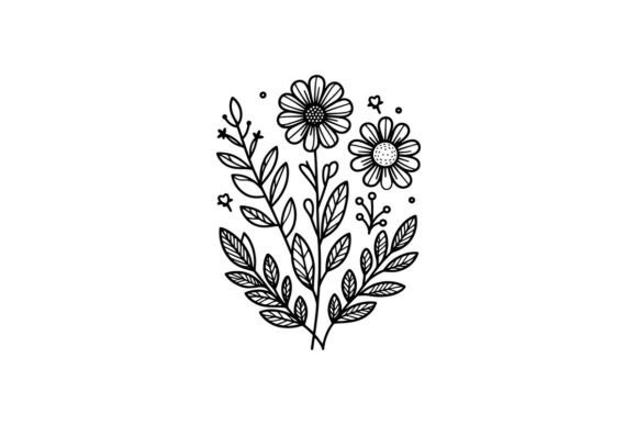Simple Flower Line Art Design