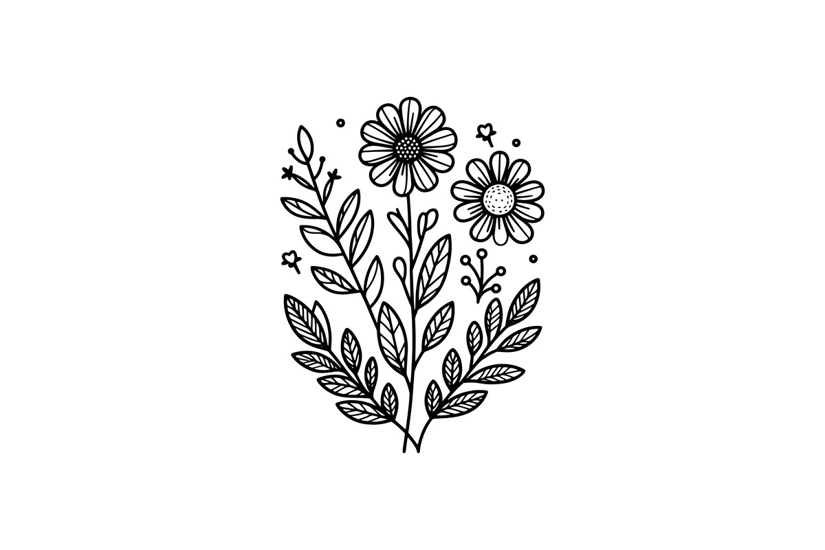 Simple Flower Line Art Design