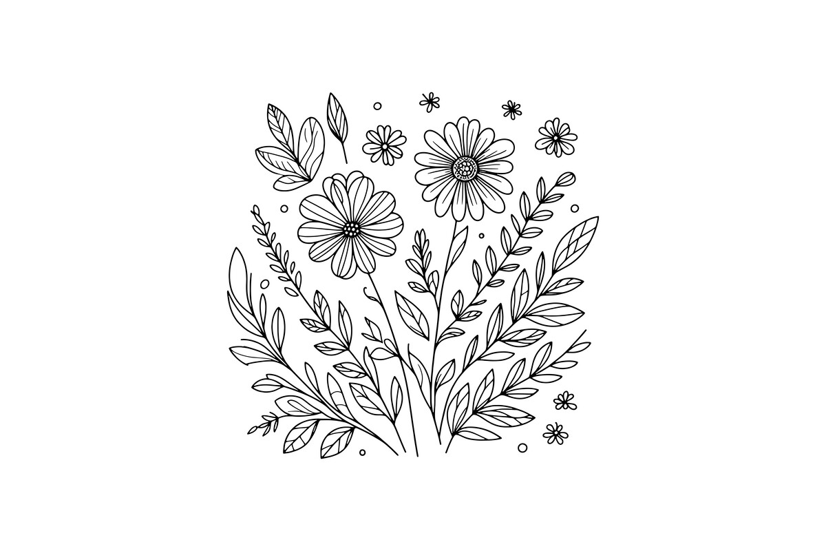 Simple Flower Line Art Design