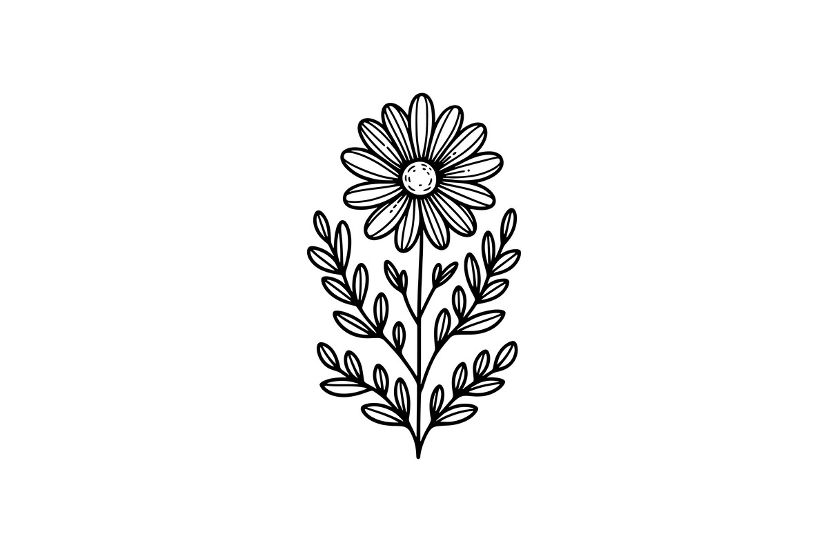 Simple Flower Line Art Design