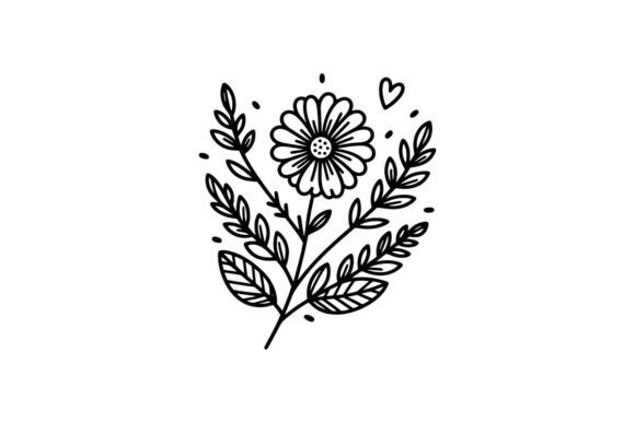 Simple Flower Line Art Design