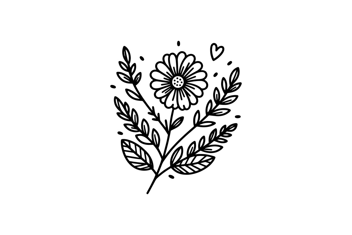 Simple Flower Line Art Design