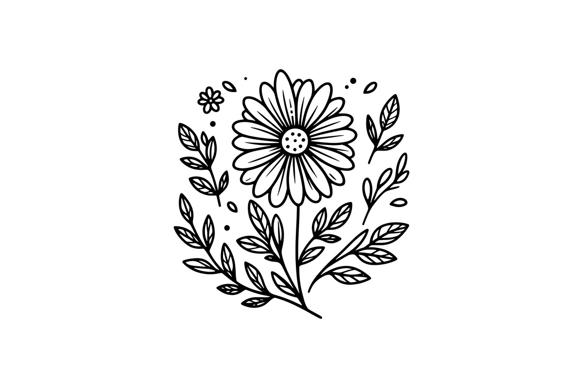 Simple Flower Line Art Design
