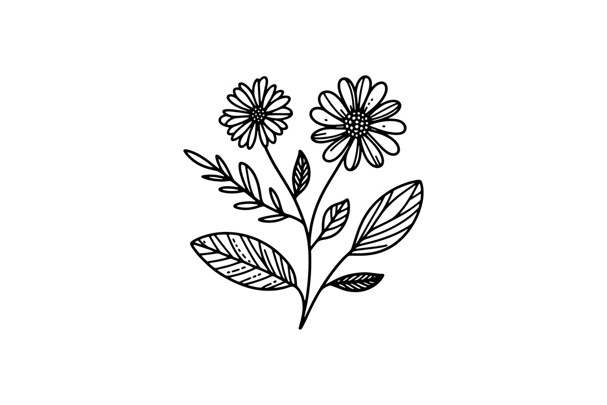 Simple Flower Line Art Design